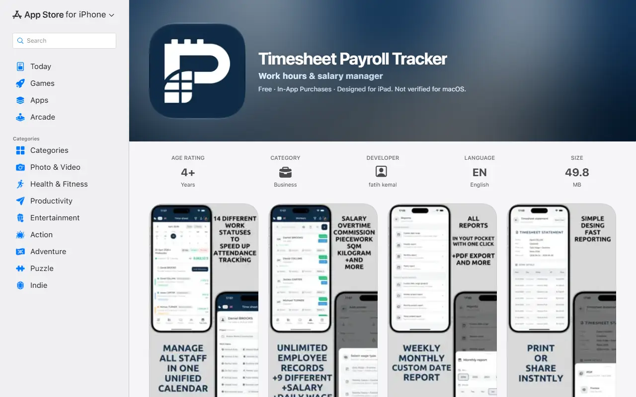 Puantaj Defteri homepage screenshot