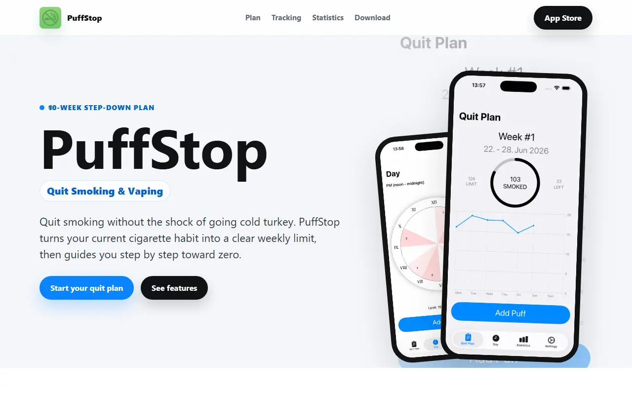 PuffStop homepage screenshot