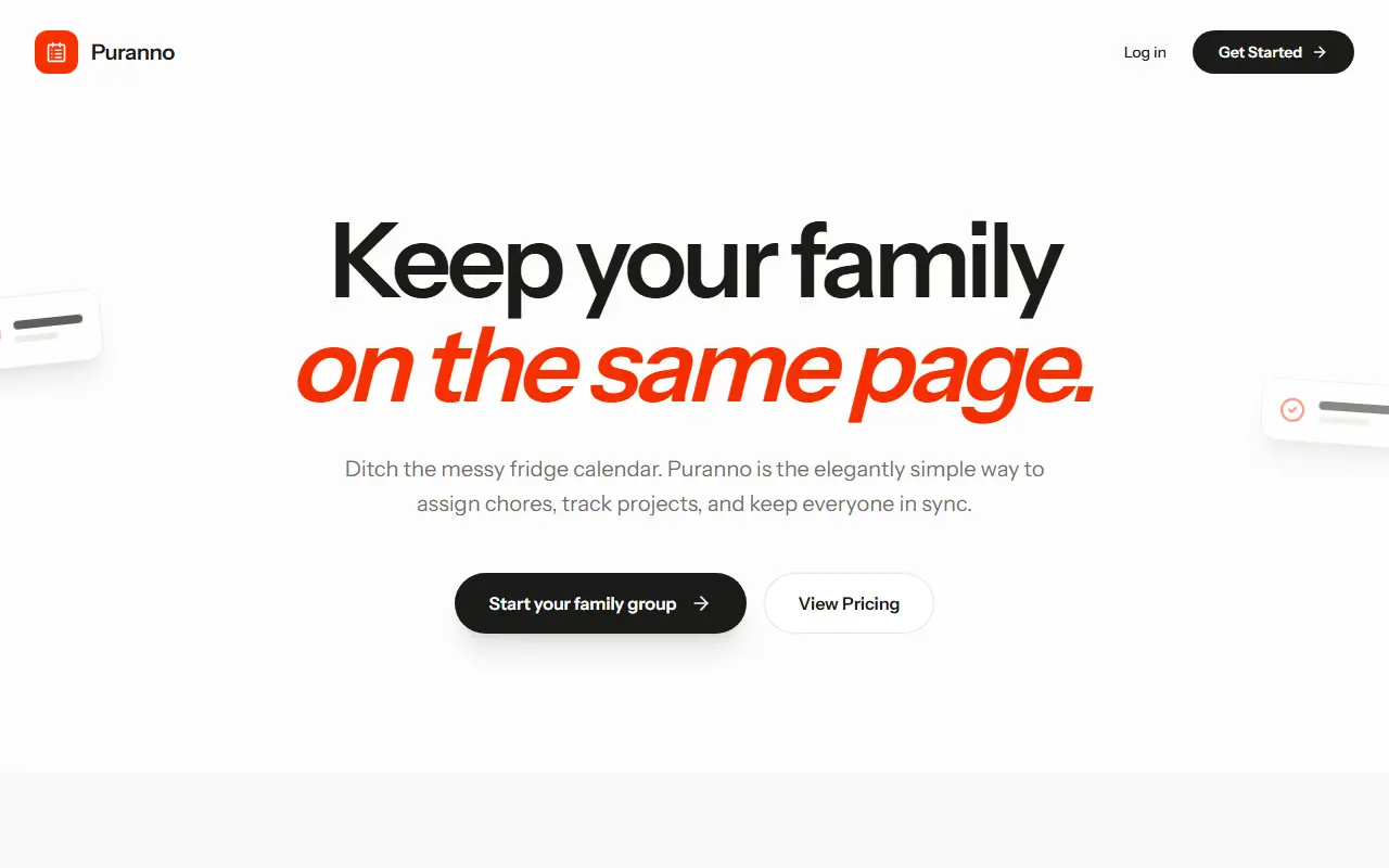 Puranno homepage screenshot