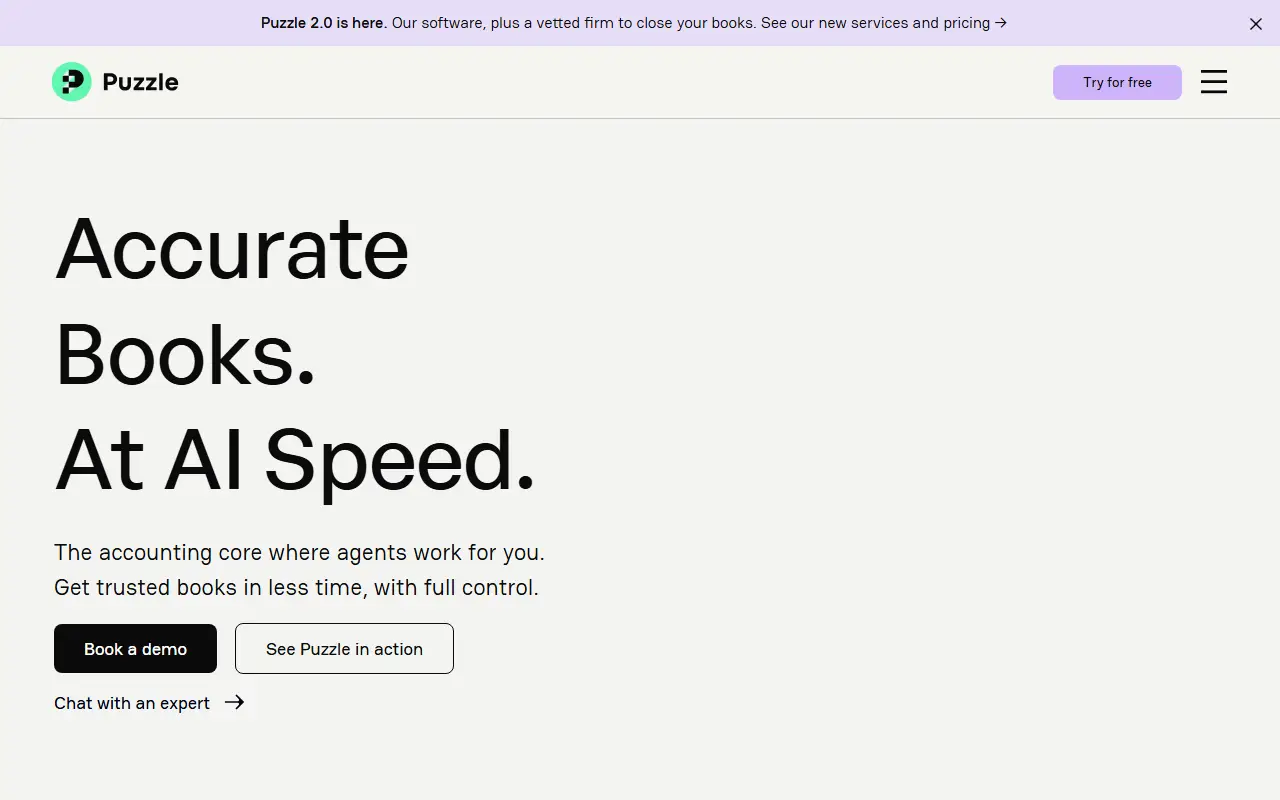 Puzzle homepage screenshot