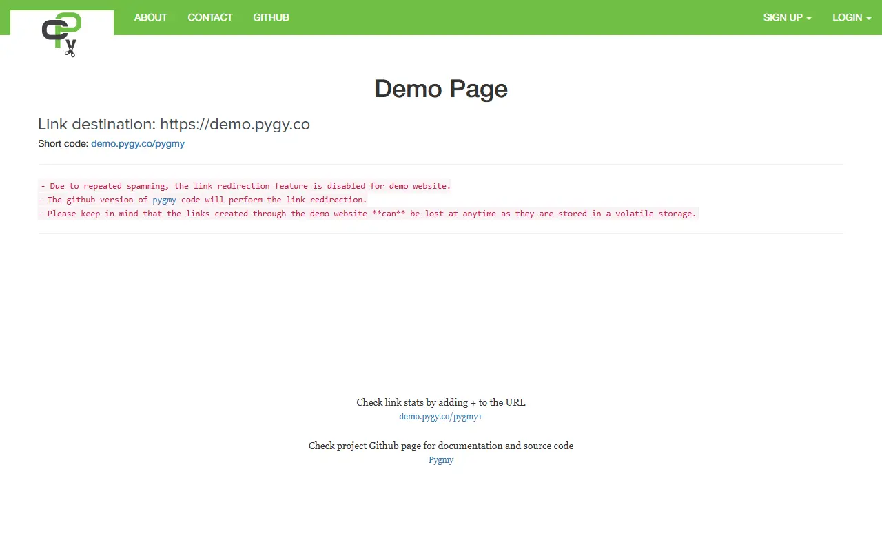 Pygmy homepage screenshot