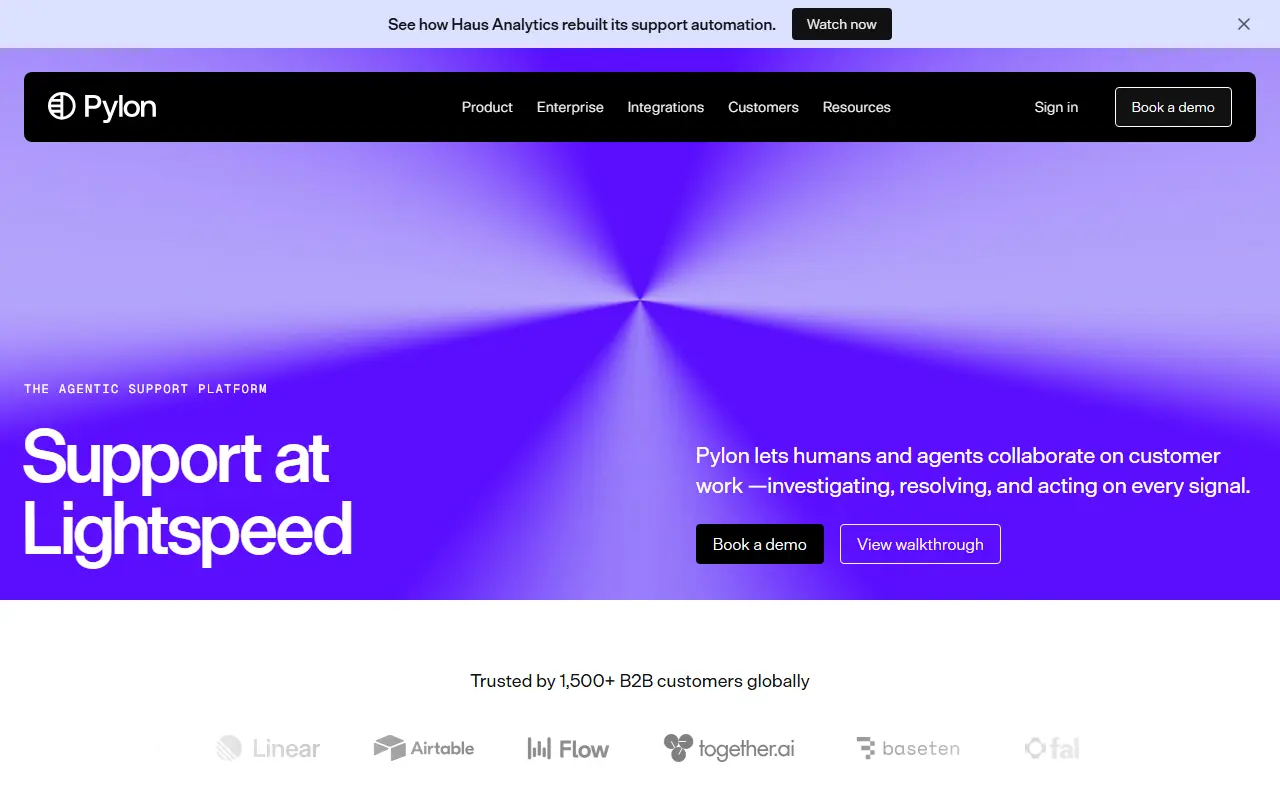 Pylon homepage screenshot