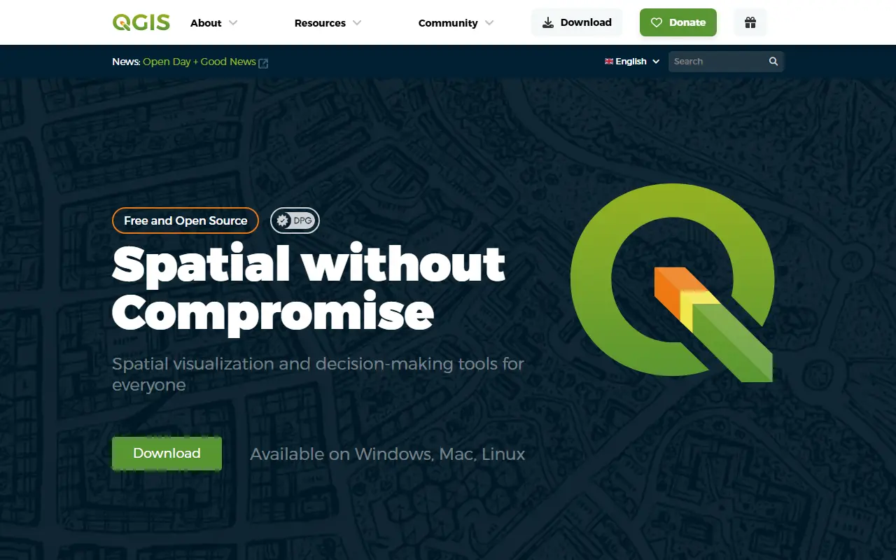 QGIS homepage screenshot