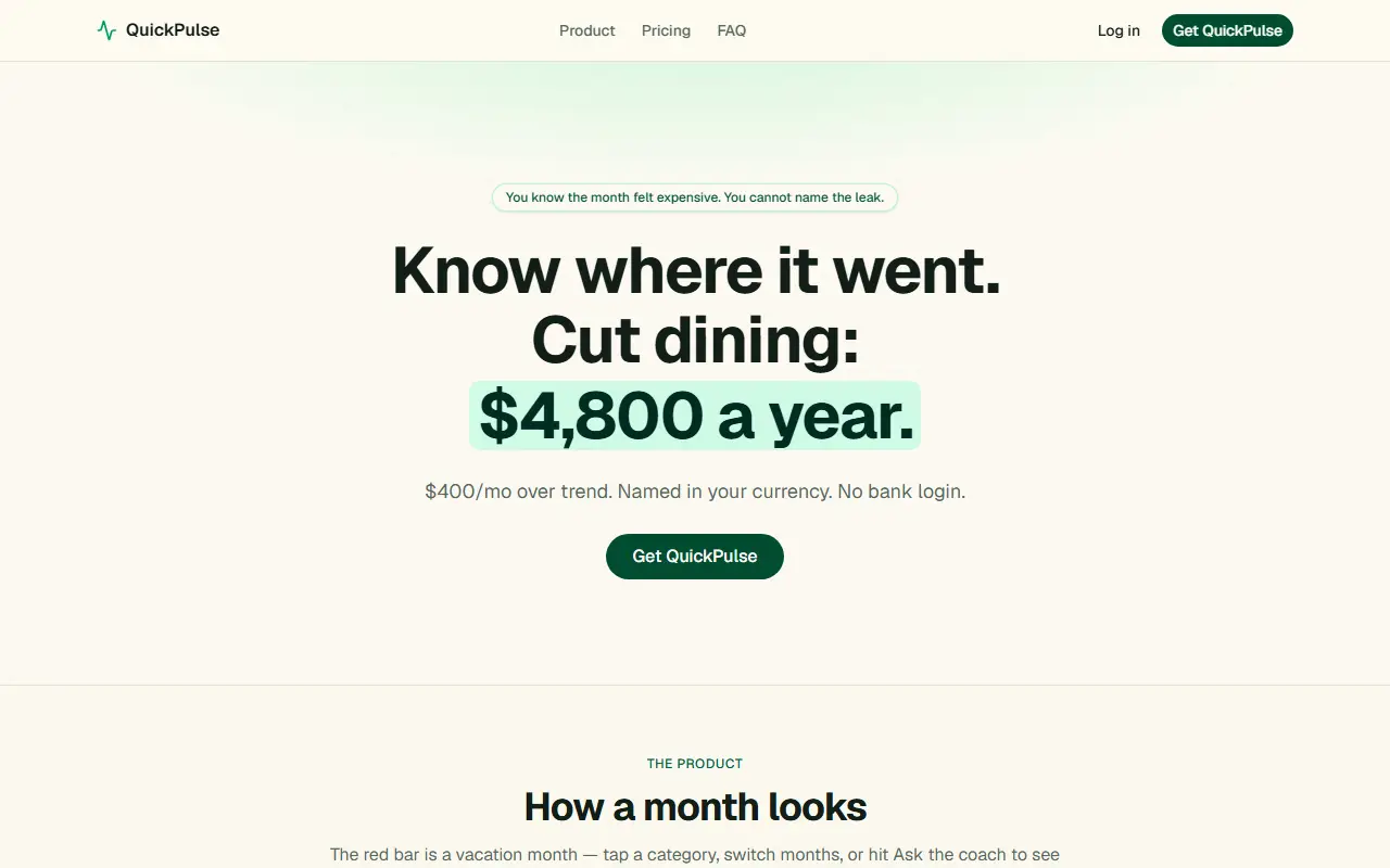 QuickPulse homepage screenshot