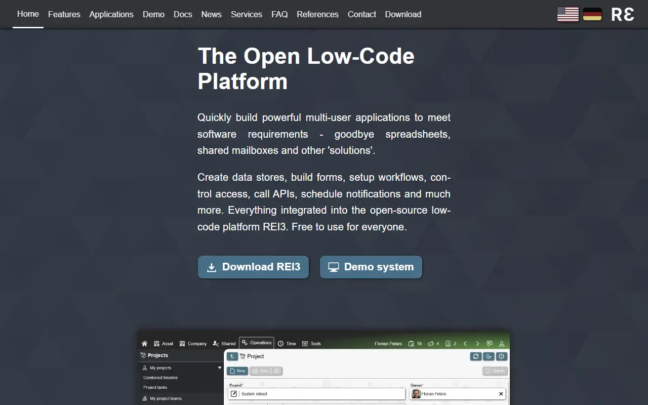 REI3 homepage screenshot