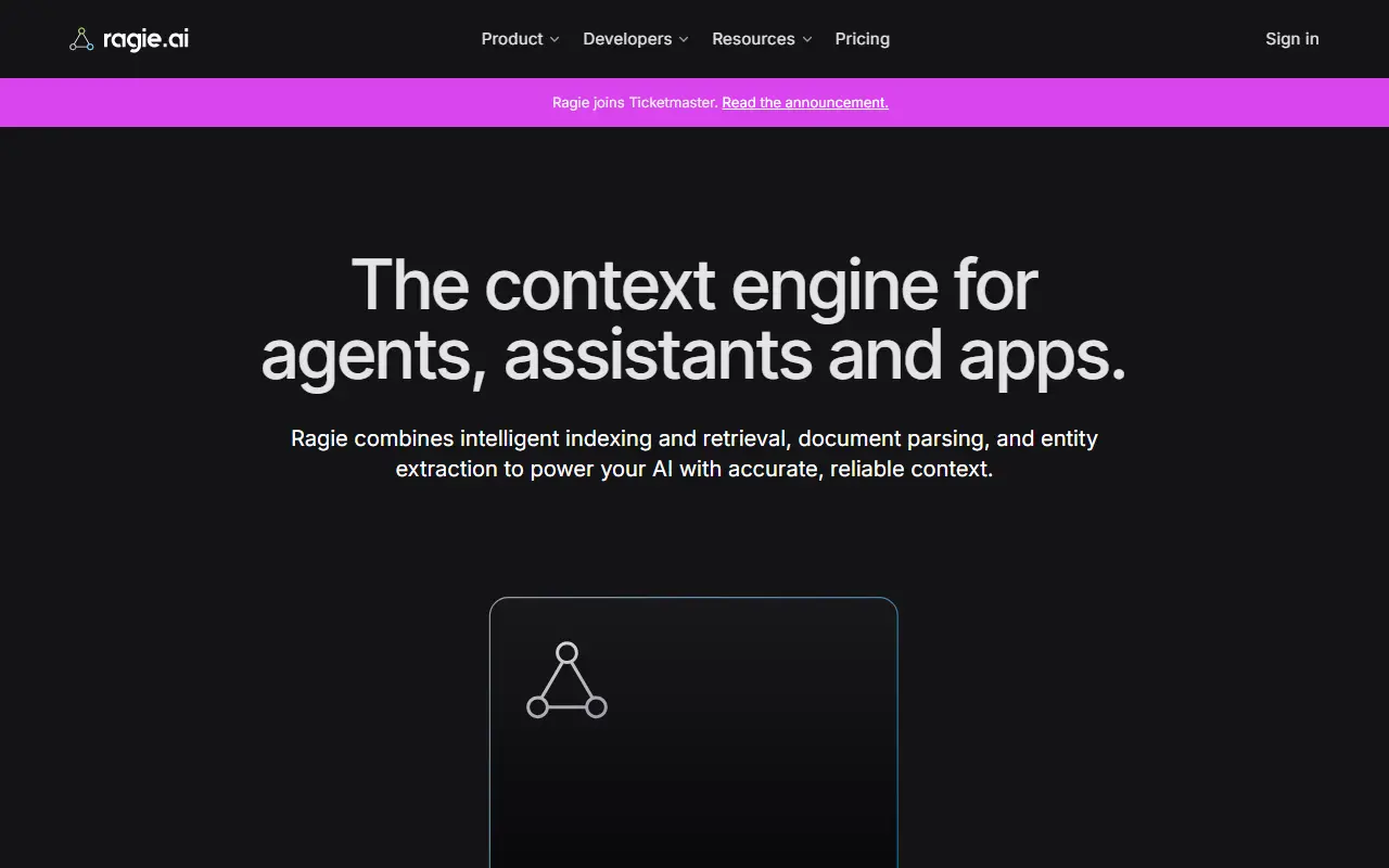 Ragie homepage screenshot