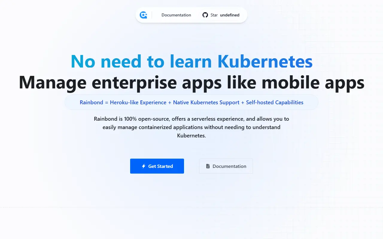 Rainbond homepage screenshot