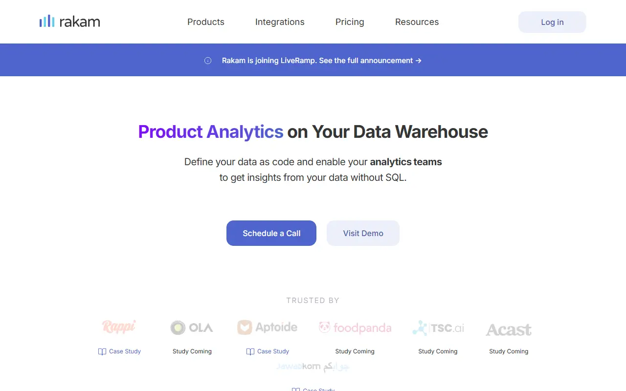 Rakam homepage screenshot