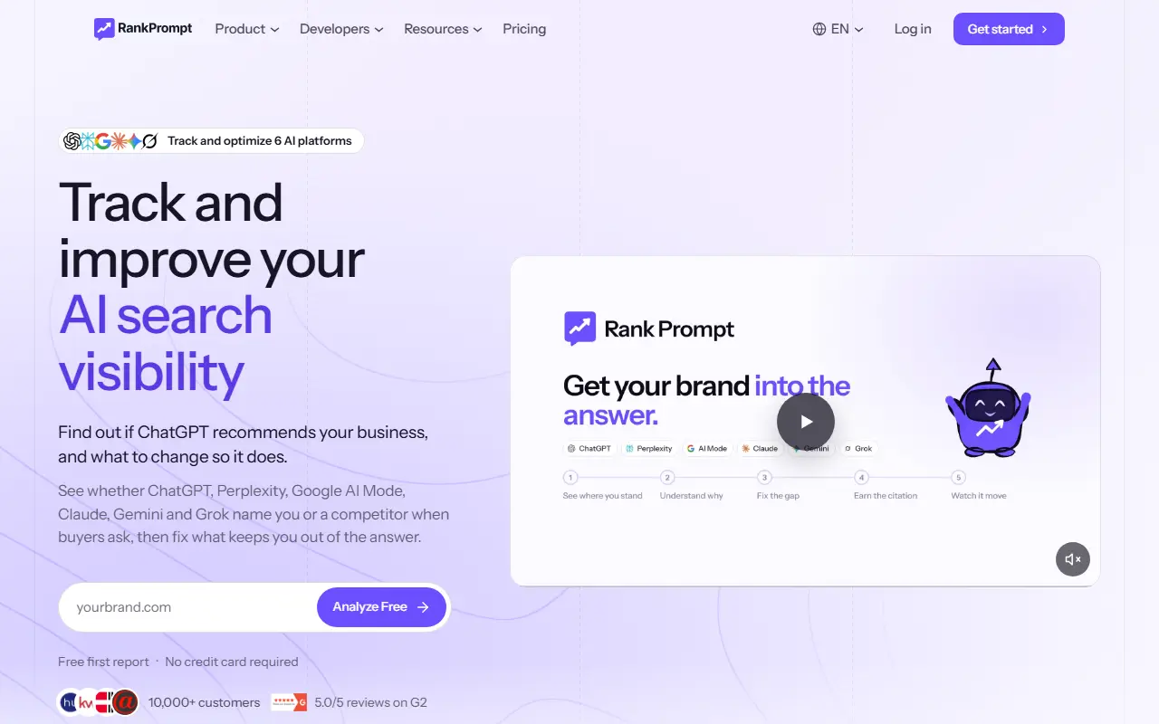 Rank Prompt homepage screenshot