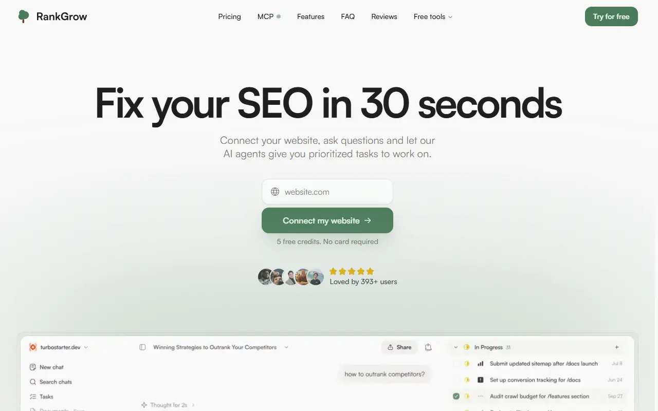 RankGrow homepage screenshot