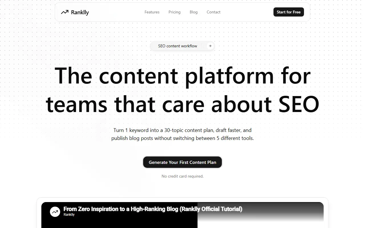 Ranklly homepage screenshot