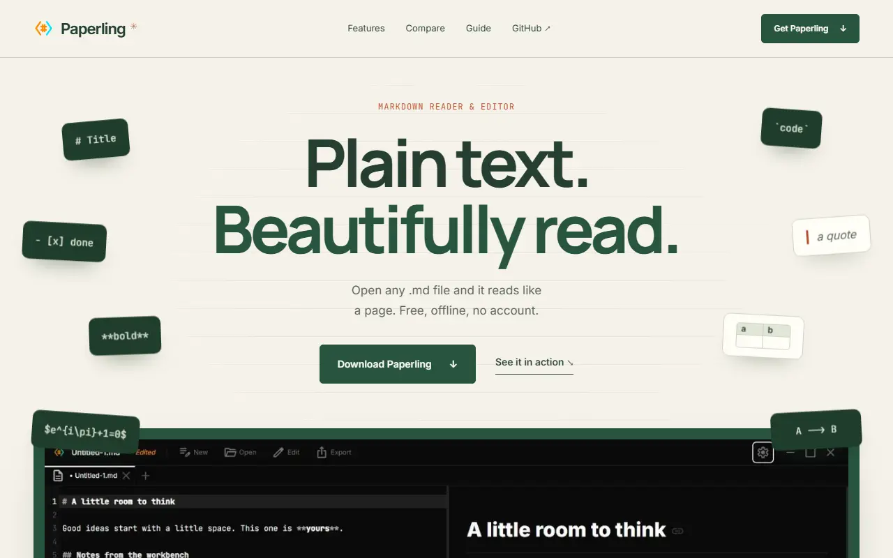 Paperling homepage screenshot