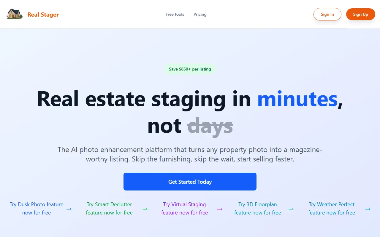 Real Stager homepage screenshot