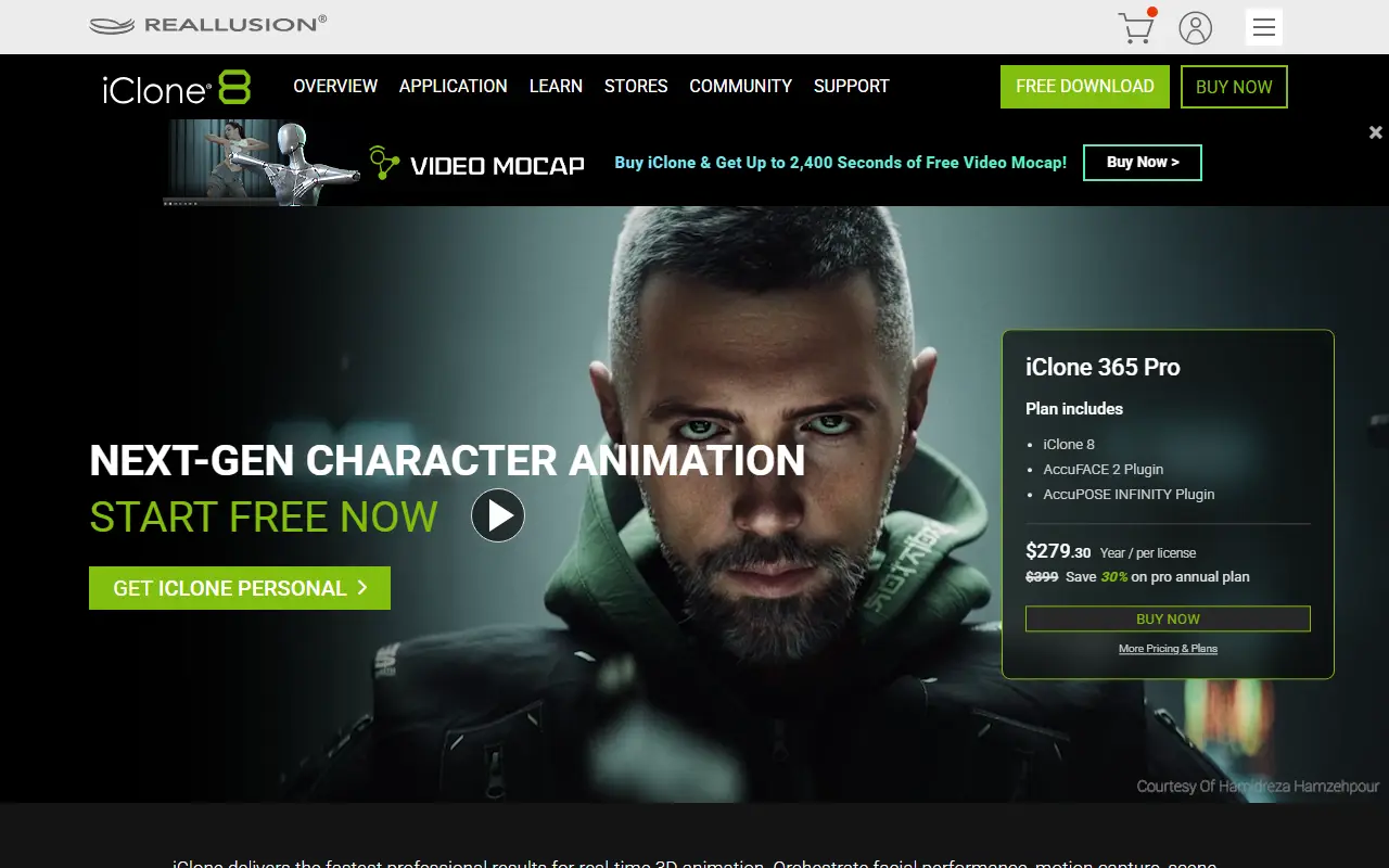 iClone homepage screenshot