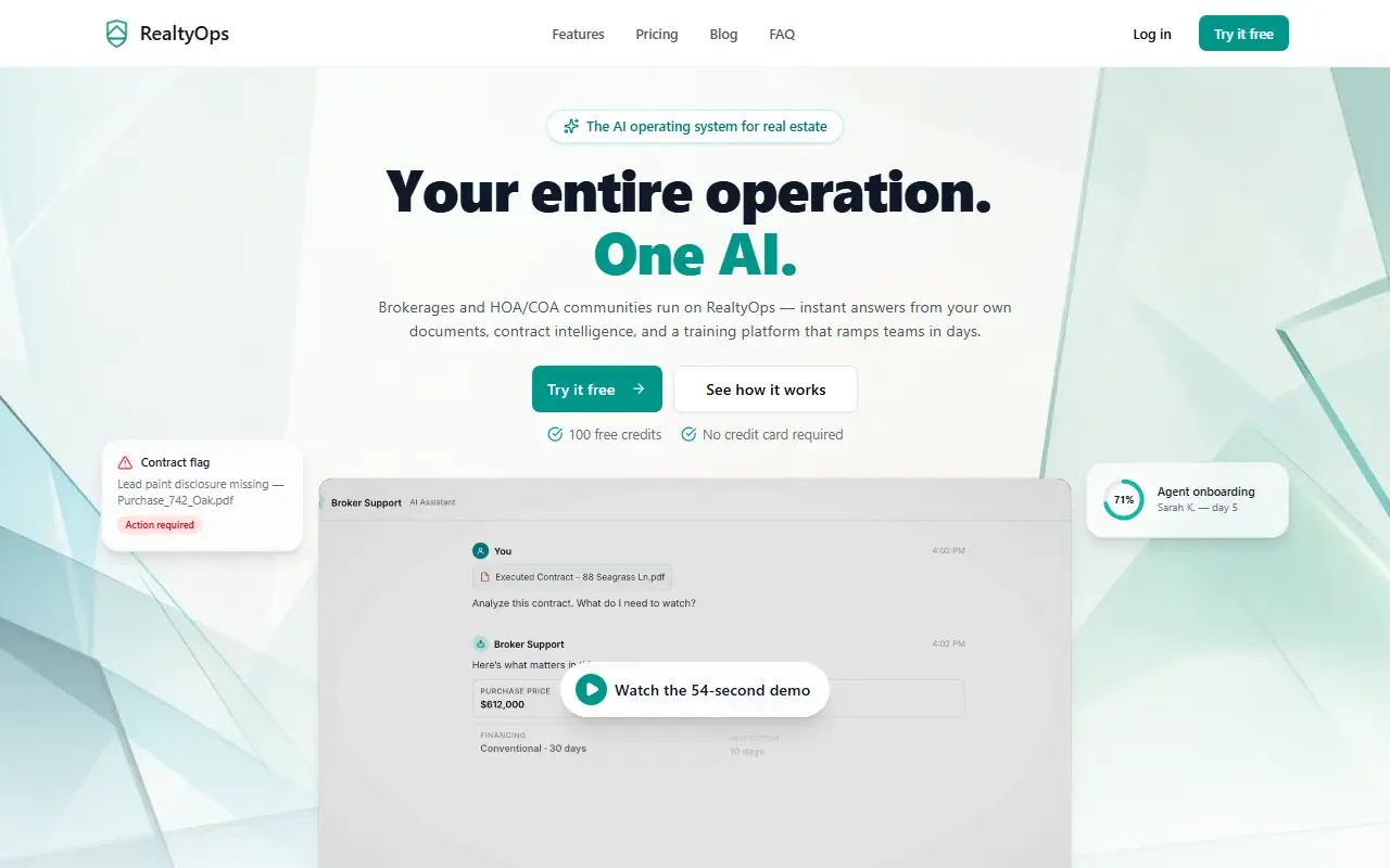 Realty Ops AI homepage screenshot
