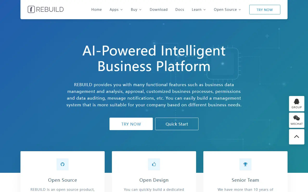 Rebuild homepage screenshot