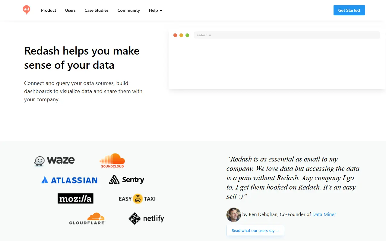 Redash homepage screenshot