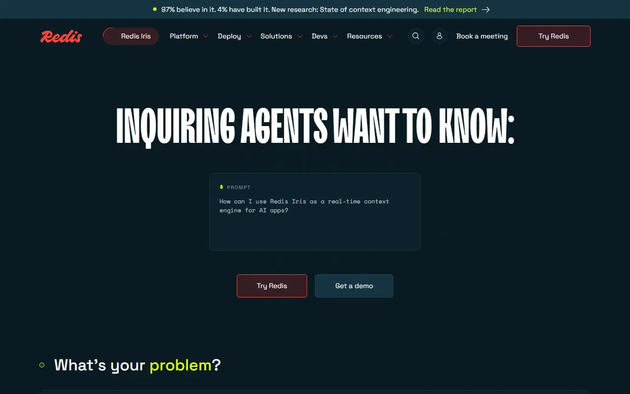 Redis homepage screenshot