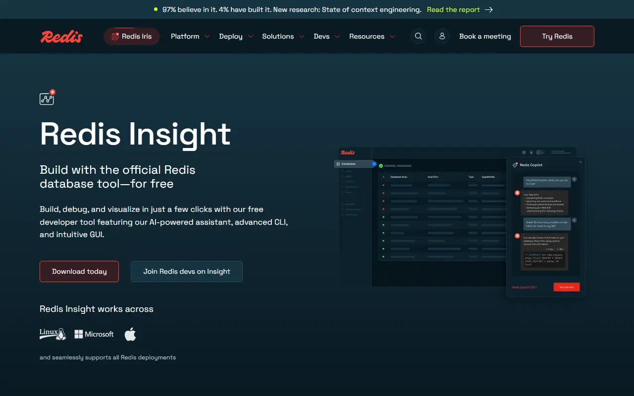 RedisInsight homepage screenshot