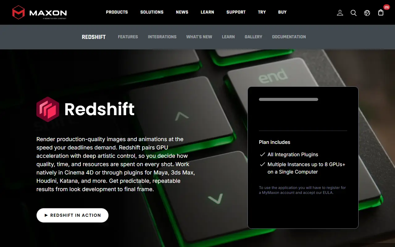 Redshift homepage screenshot