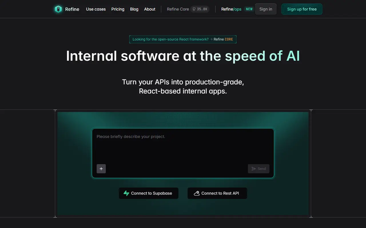 Refine homepage screenshot