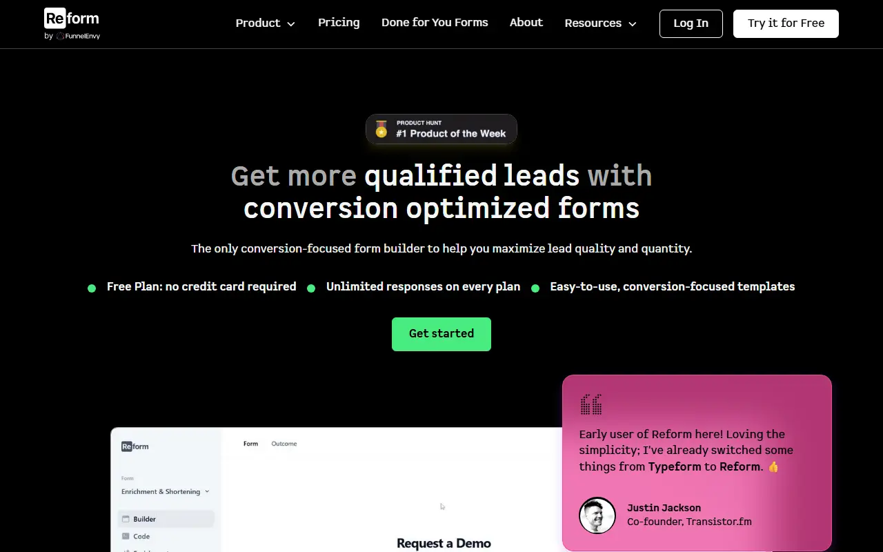 Reform homepage screenshot