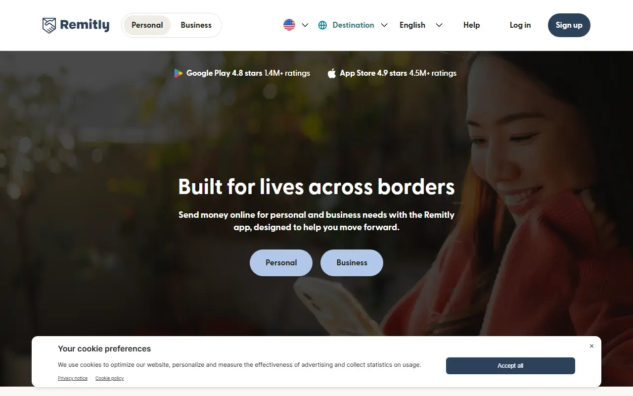 Remitly homepage screenshot