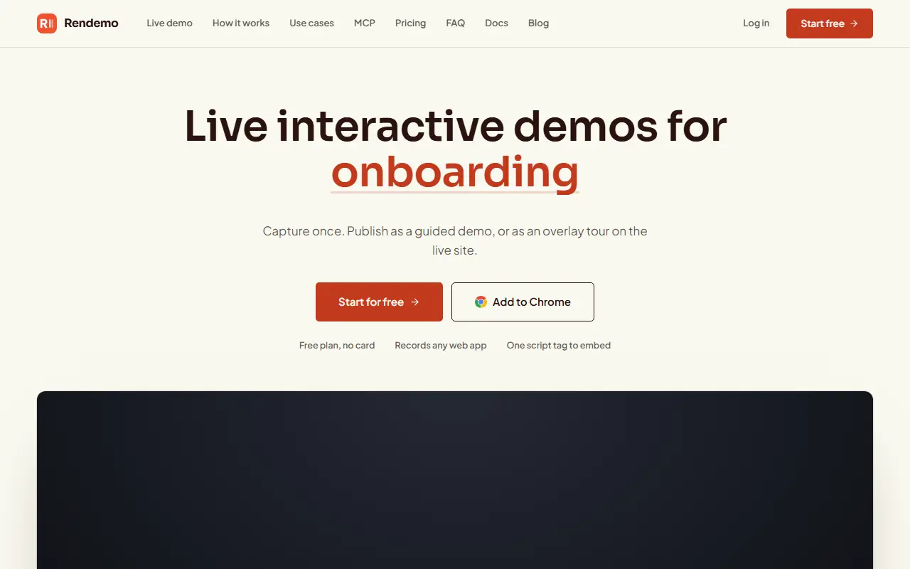 Rendemo homepage screenshot