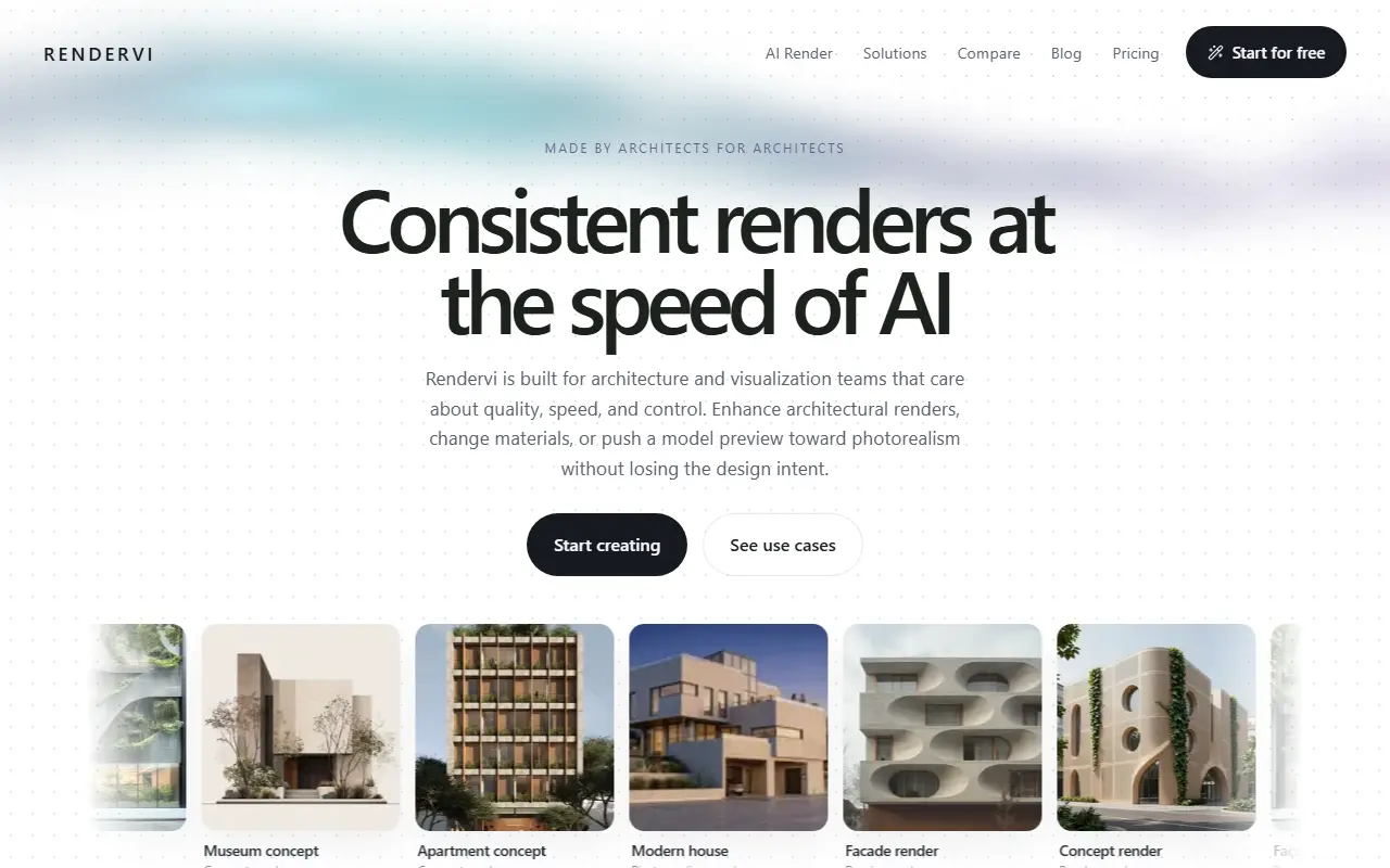 Rendervi homepage screenshot