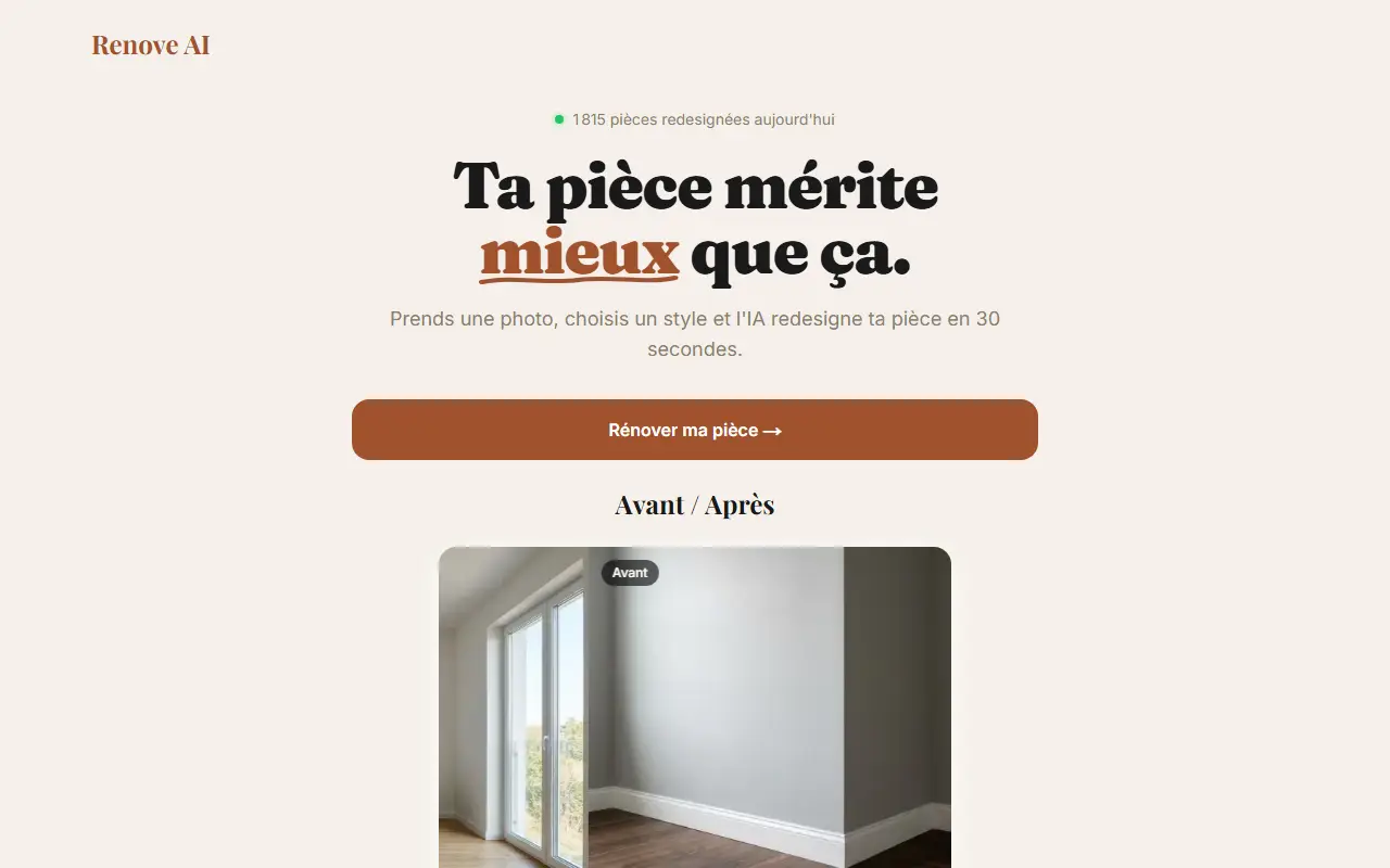 Renove AI homepage screenshot