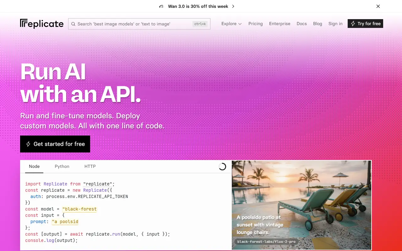 Replicate homepage screenshot