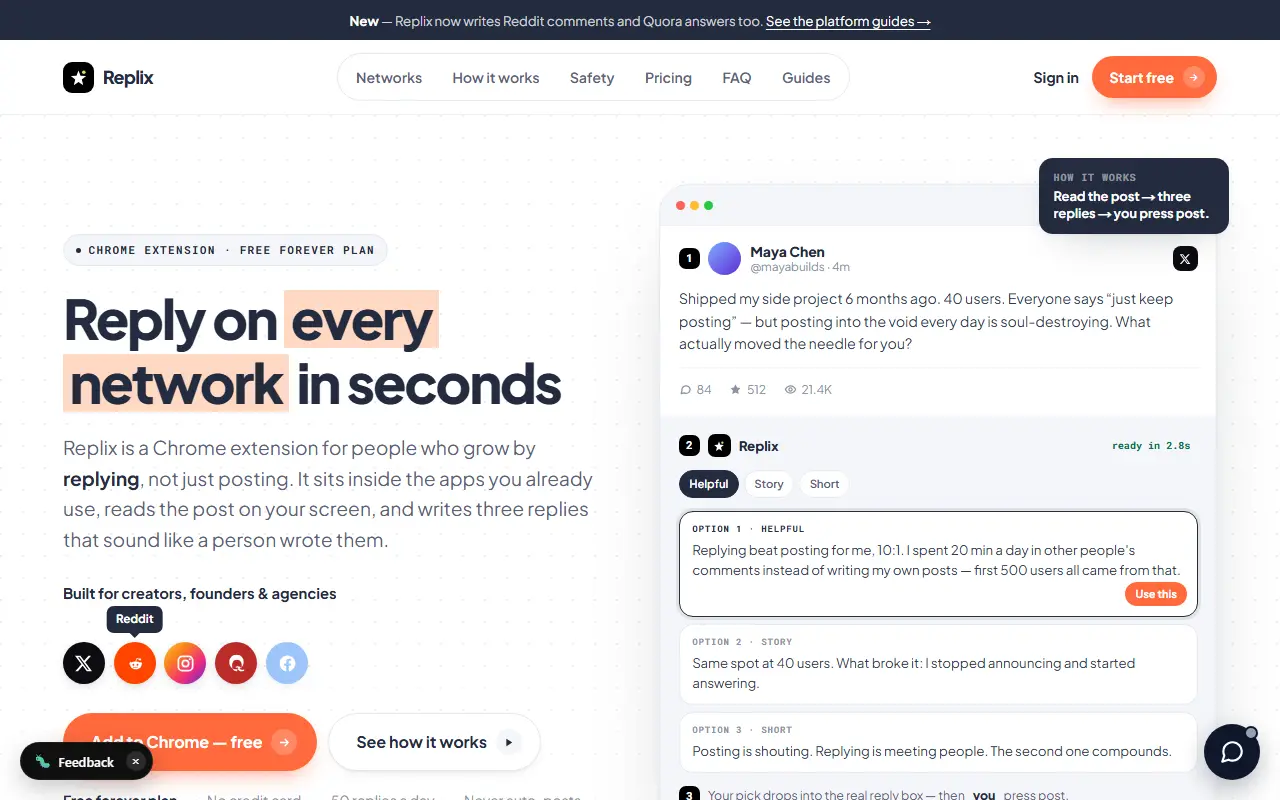 Replix homepage screenshot