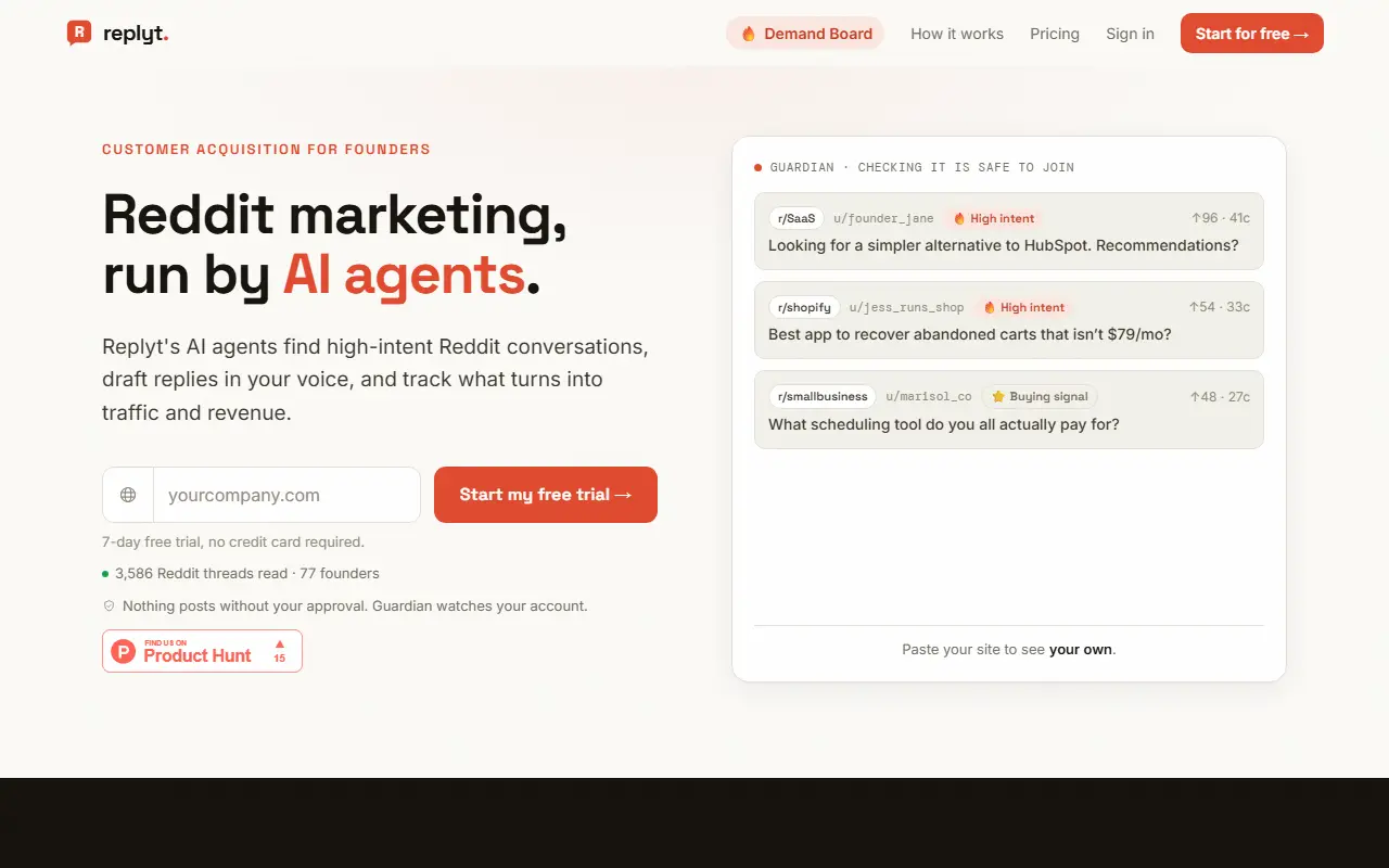 Replyt homepage screenshot