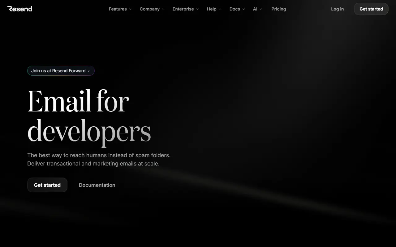 Resend homepage screenshot