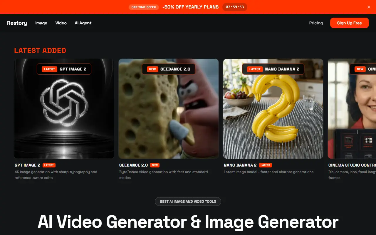 Restory.pics homepage screenshot