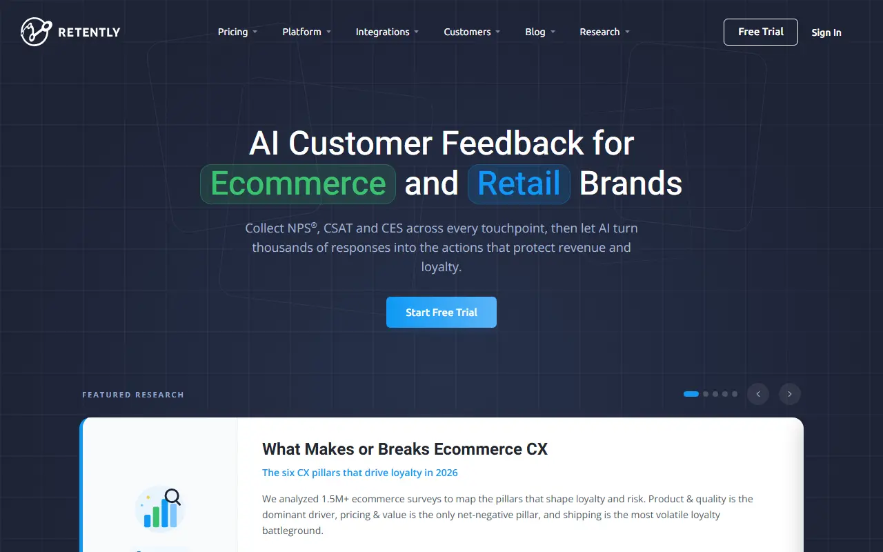 Retently homepage screenshot
