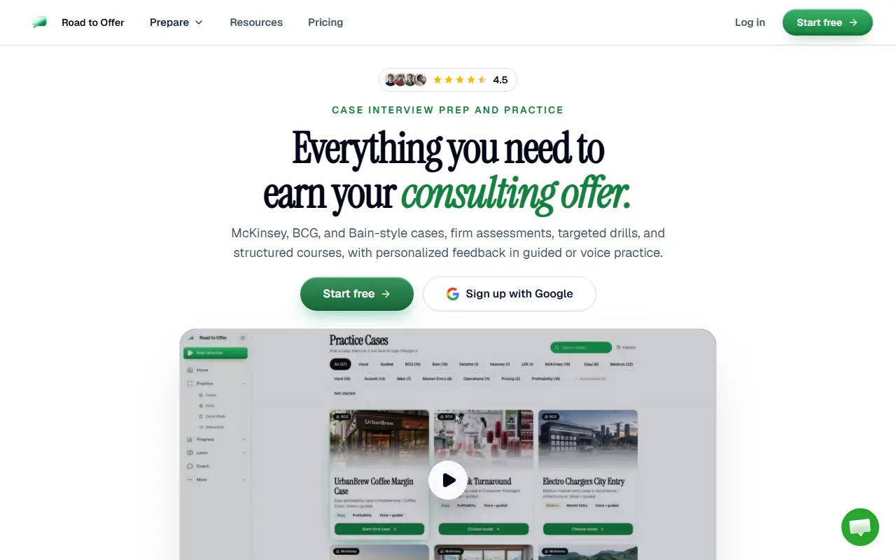 Road to Offer homepage screenshot