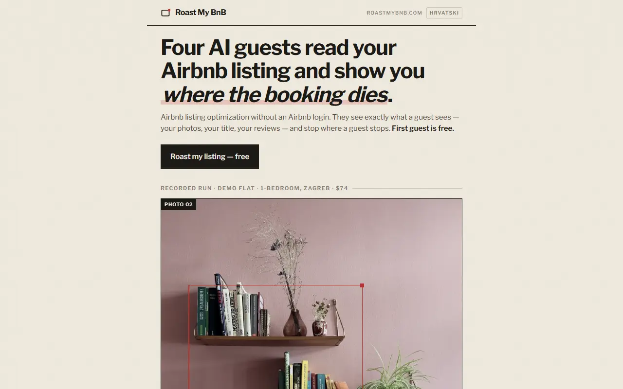 Roast My BnB homepage screenshot