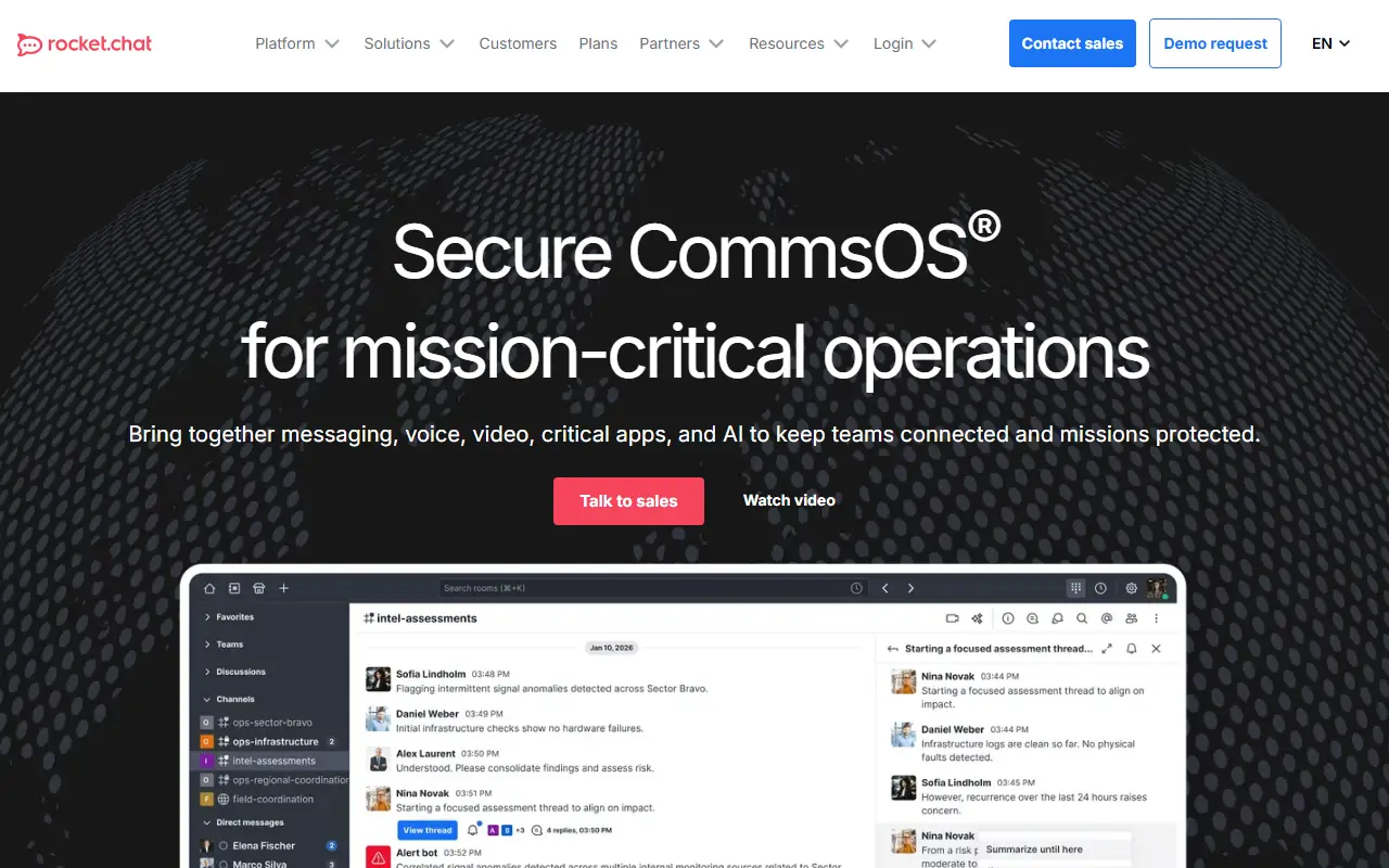 Rocket.Chat homepage screenshot