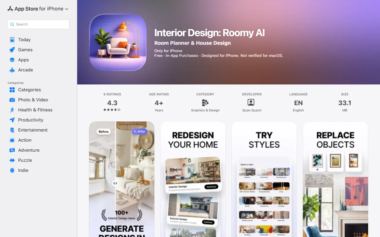 Roomy AI homepage screenshot