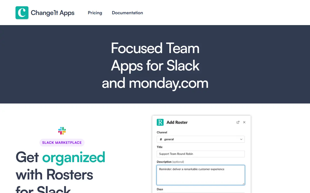 Roster for Slack homepage screenshot