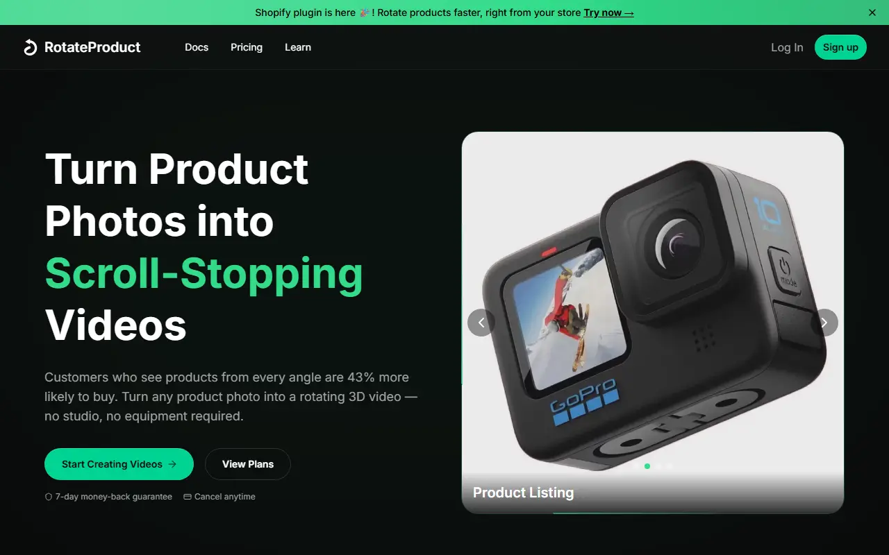 RotateProduct homepage screenshot
