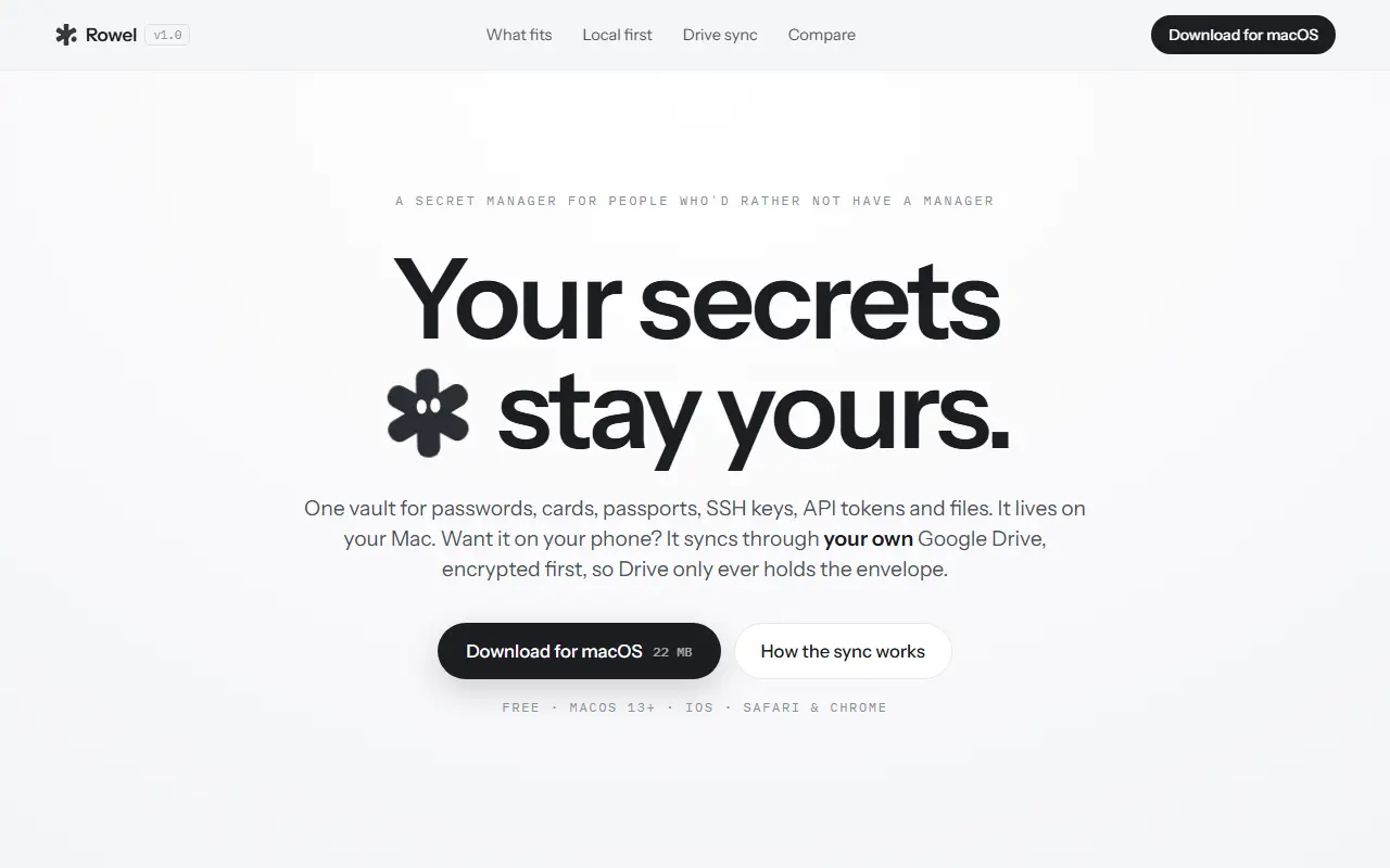 Rowel homepage screenshot