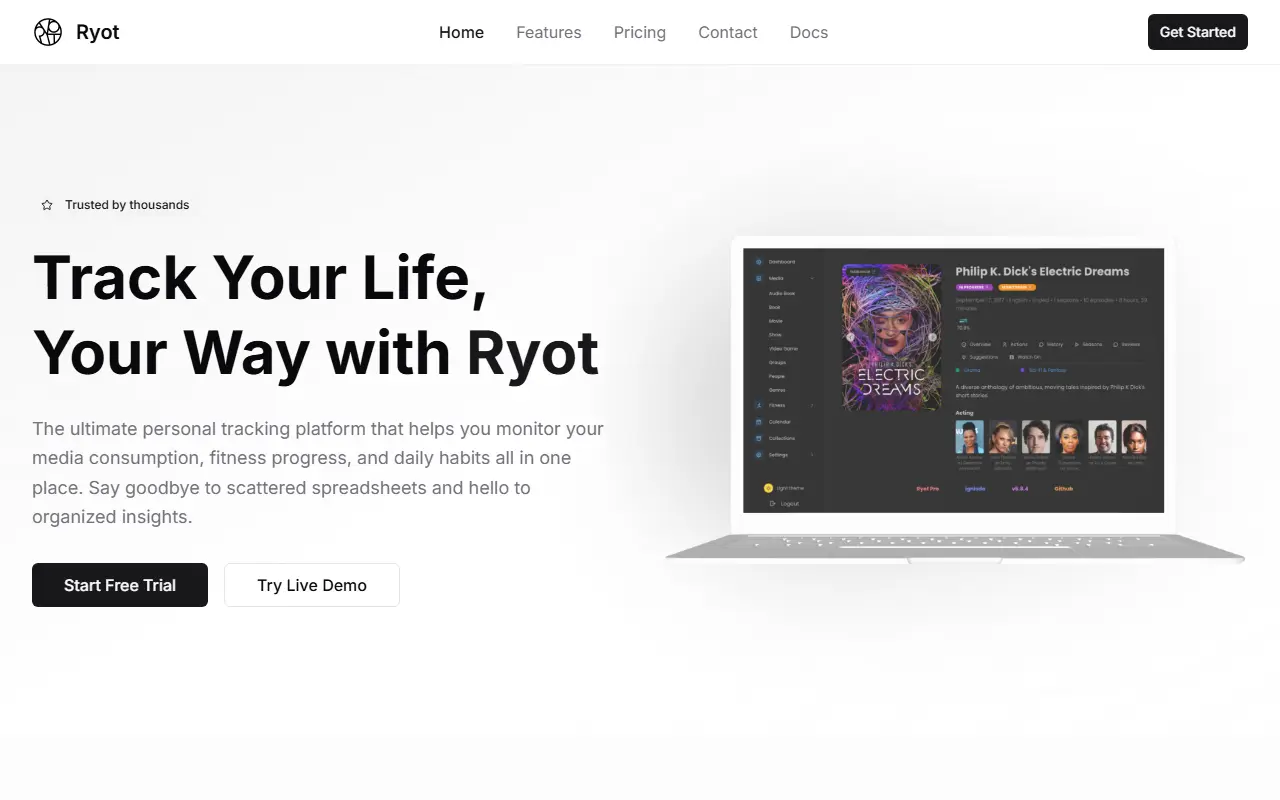 Ryot homepage screenshot