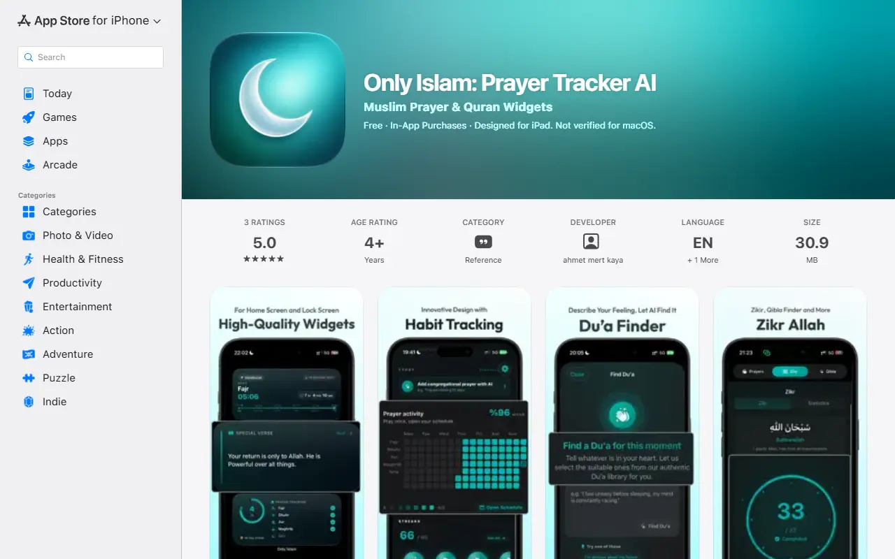 Sadece İslam - Namaz Takip Pro homepage screenshot