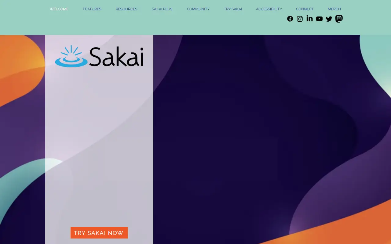 Sakai homepage screenshot