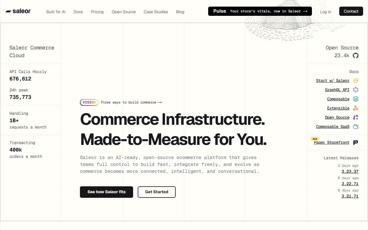 Saleor homepage screenshot