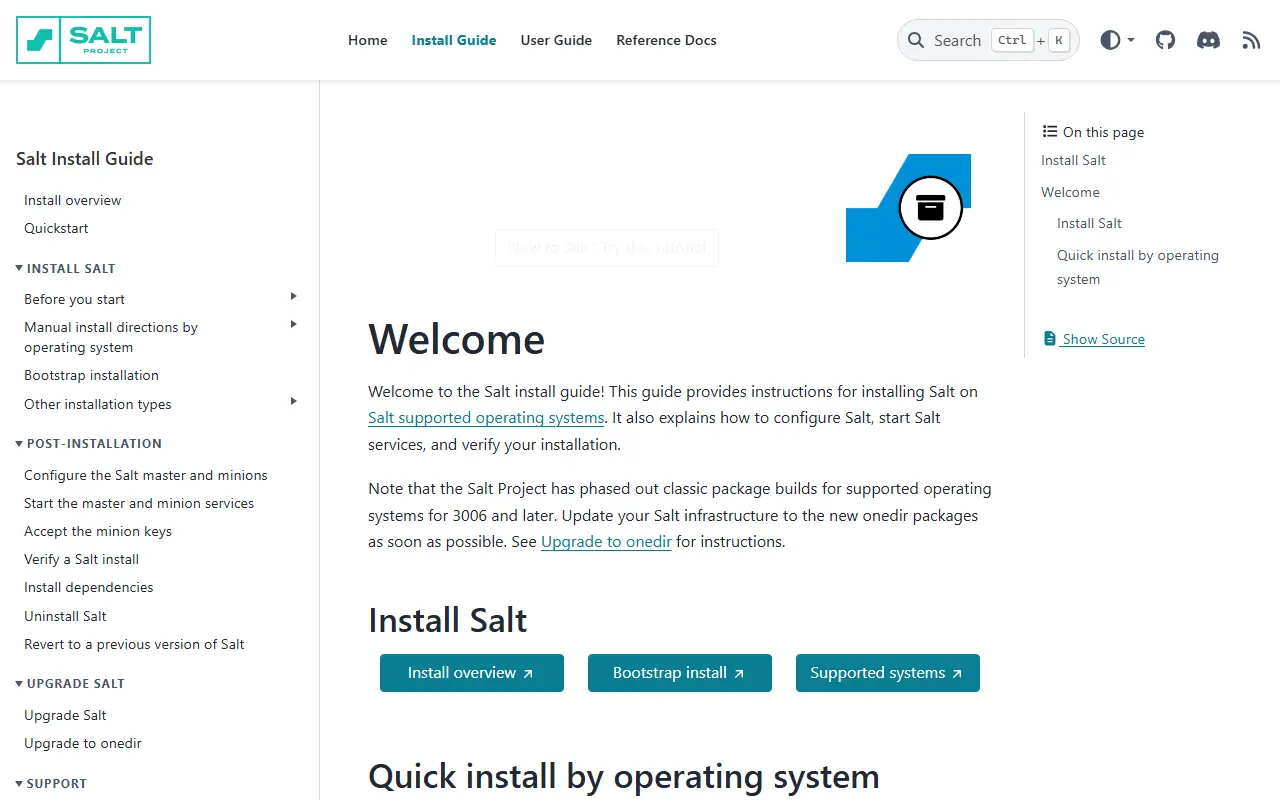 Salt Project homepage screenshot