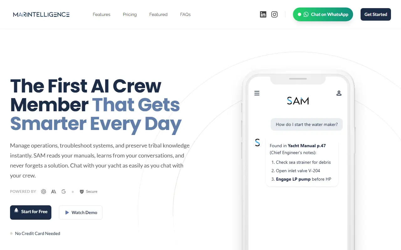 SAM homepage screenshot