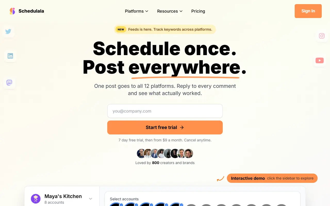 Schedulala homepage screenshot
